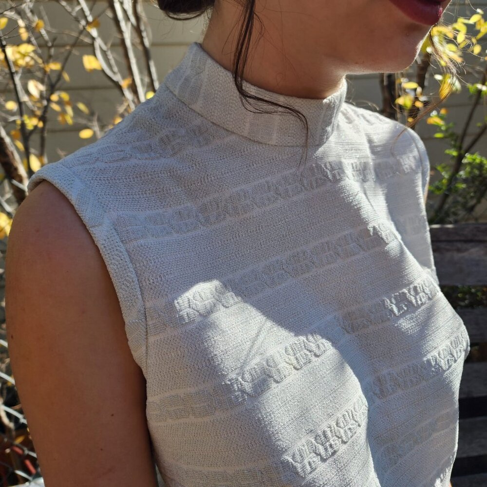 Vintage Metallic Silver Polyester Sleeveless Maxi… - image 7